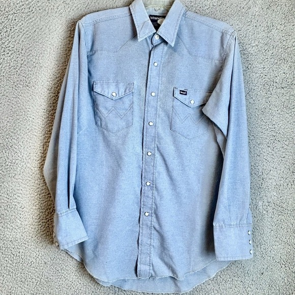 Wrangler Other - VTG Wrangler Shirt Mens 16.5/34 X-Long Tails Western Rodeo Snaps Rockabilly Farm